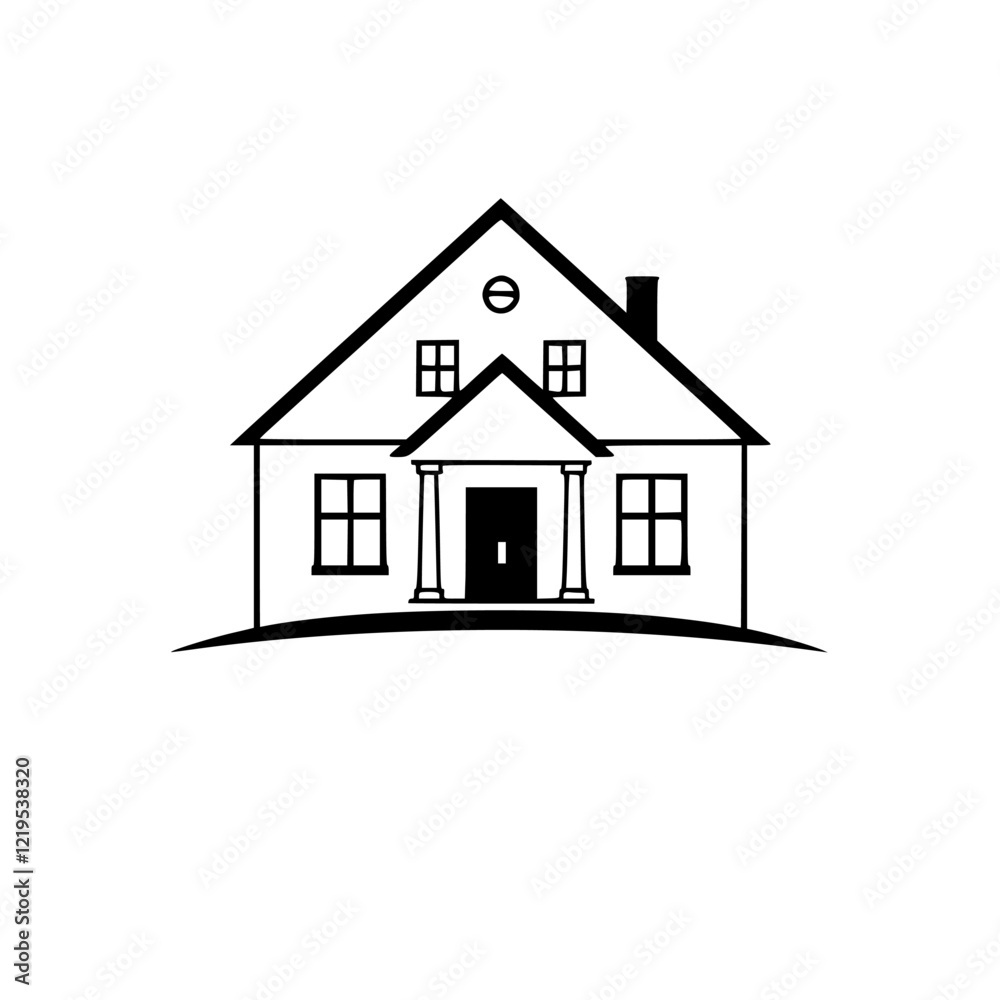 Classic House Illustration: Elegant Home Design, Real Estate, Residential Property, Architecture, Structure, Modern Villa, Mansion, Luxury Residence Classic House Illustration: Elegant Home Design, Real Estate, Residential Property, Architecture, Structure, Modern Villa, Mansion, Luxury Residence