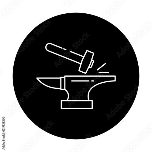 Blacksmithing Icon. Metal Forging and Craftsmanship Illustration for Artisanal Crafting.