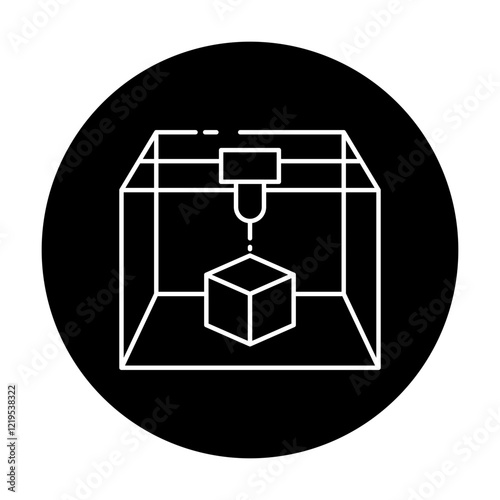3D Printing Icon. Additive Manufacturing and Rapid Prototyping Illustration for Digital Fabrication.