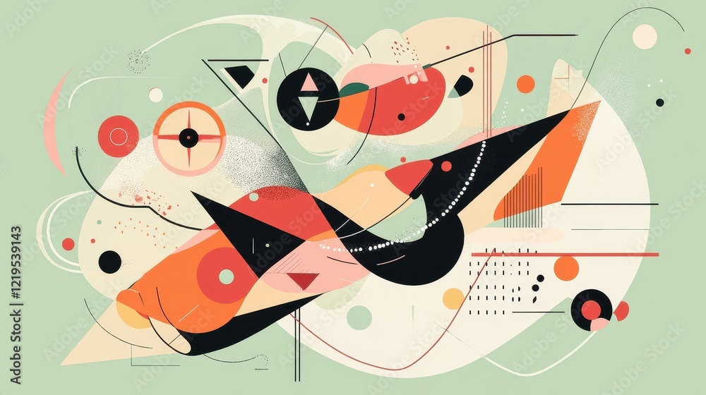 Fototapeta premium Abstract Geometric Composition Featuring Shapes and Lines