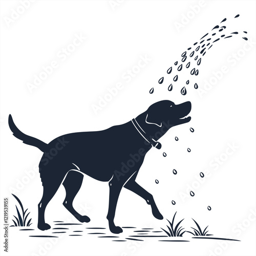 a dog shaking of water silhouette vector design art and illustration