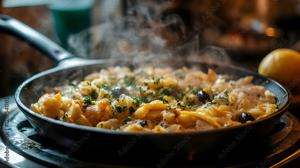 Aromatic Seafood Dish with Potatoes Olives and Parsley Aromatic Seafood Dish with Potatoes Olives and Parsley