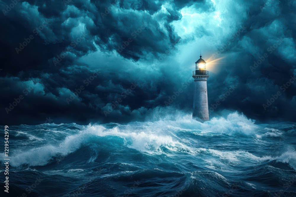 Lighthouse Stands Strong Against Stormy Seas Lighthouse Stands Strong Against Stormy Seas