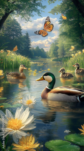 ducks in the pond