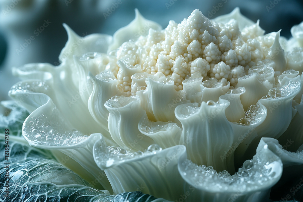 Water Droplets Adorn a Cauliflower Head Water Droplets Adorn a Cauliflower Head