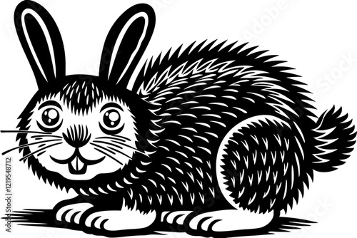 Cartoon Rabbit:  Simple, Line Art Illustration