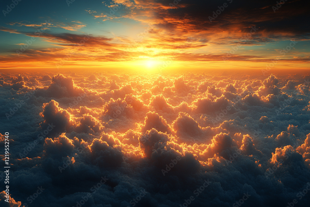Fototapeta premium Golden Sunset Above a Sea of Clouds
