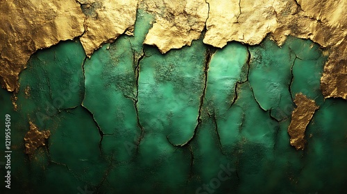 Emerald Green Surface with Gold Accents