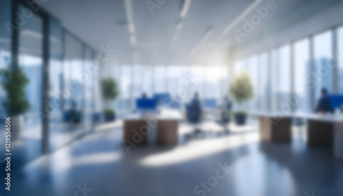 Wallpaper Mural Blurred modern spacious office with beautiful lighting and big panoramic windows  Torontodigital.ca