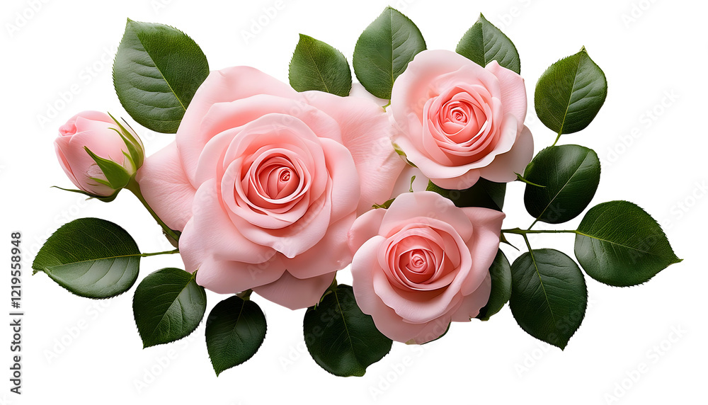 Naklejka premium pink roses isolated on transparent background