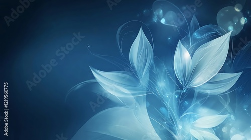 Abstract Blue Floral Design with Glowing Elements