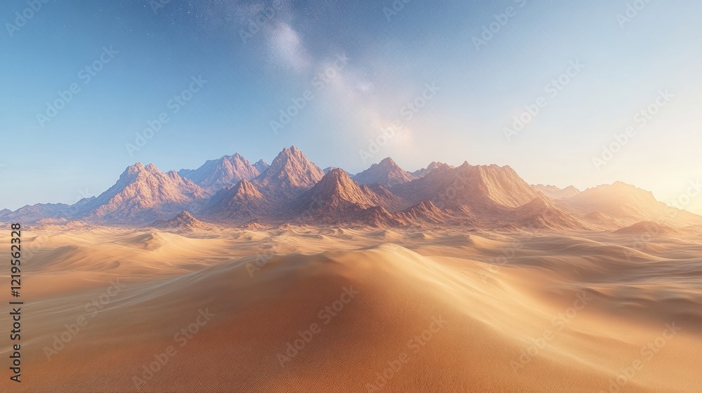 Desert landscape with mountain range. Desert landscape with mountain range.