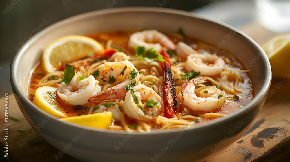 Shrimp Tom Yum Soup with Noodles: A Spicy and Flavorful Dish