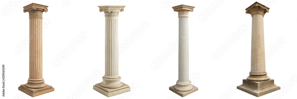 Elegant pillars of architecture in a classic setting stunning designs historical context, isolated on white or transparent background Elegant pillars of architecture in a classic setting stunning designs historical context, isolated on white or transparent background