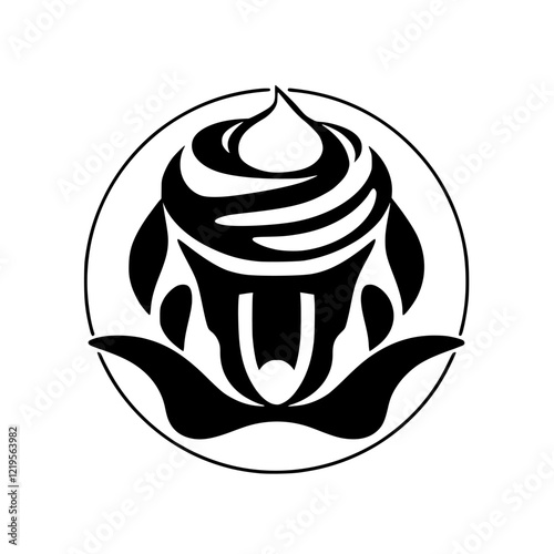A delectable cupcake, swirled frosting, and a touch of elegance. This image is perfect for bakeries, dessert shops, and food blogs.  Indulge your senses with this sweet treat!