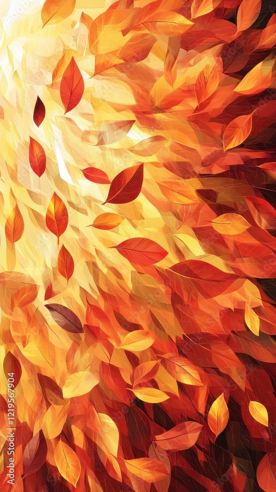 Fototapeta premium Autumn Leaves Falling in Warm Hues