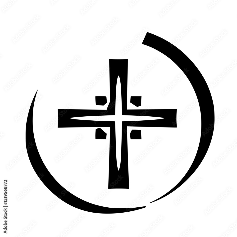 Obraz premium Modern Minimalist Cross Design: A Simple Religious Symbol of Faith, Hope, and Spirituality