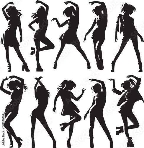 Girls Group Dance Vector Design