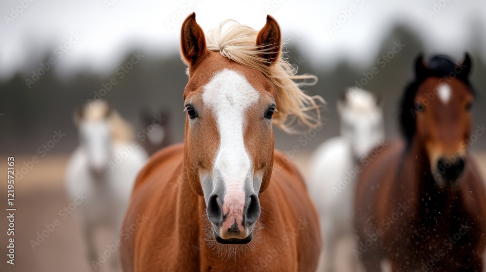 A group of horses running in a field A group of horses running in a field