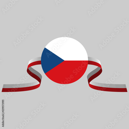 the Czech Republic flag with ribbon behind