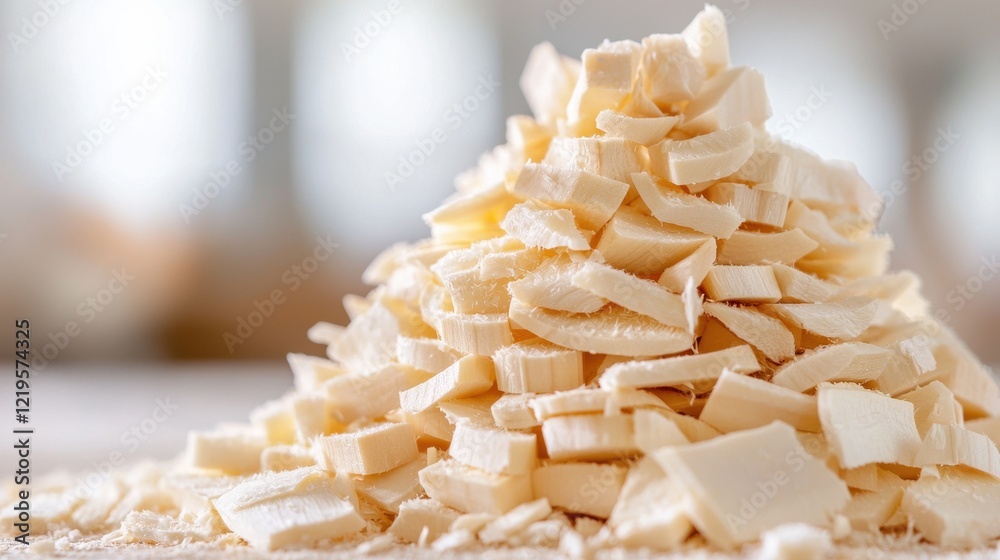 A pile of shredded cheese sitting on top of a table A pile of shredded cheese sitting on top of a table