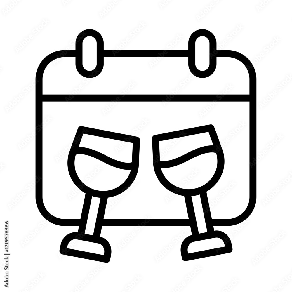 Celebration Day Calendar Outline Vector Icon Celebration Day Calendar Outline Vector Icon