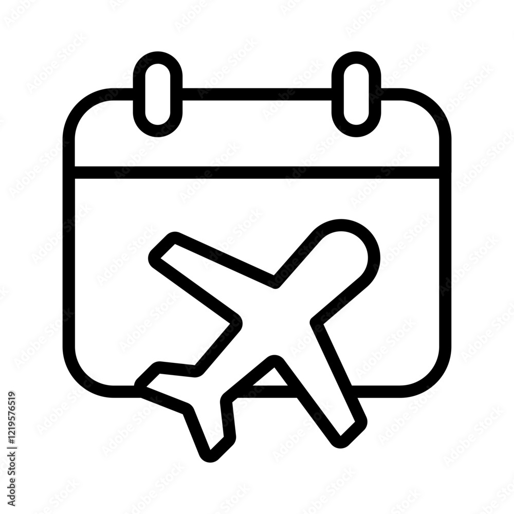 Flight Day Calendar Outline Vector Icon Flight Day Calendar Outline Vector Icon