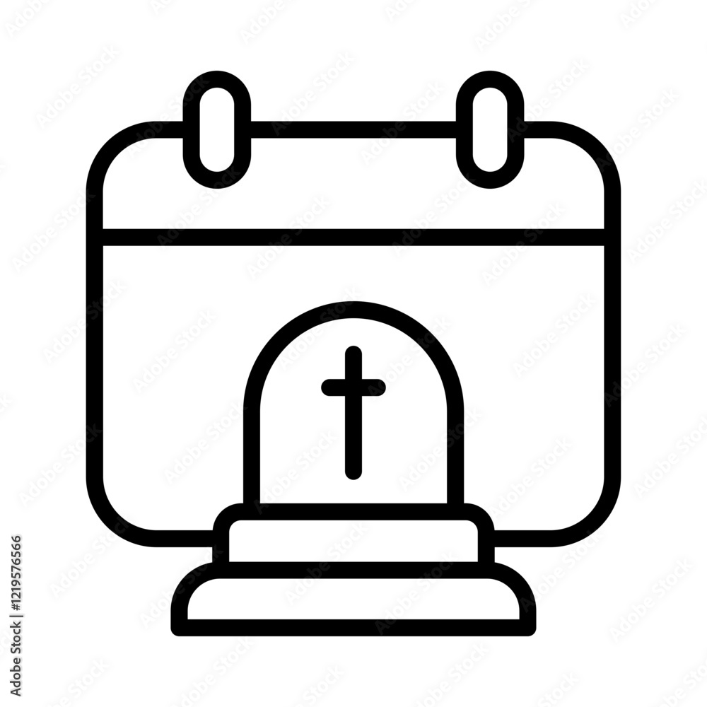 Funeral Date Calendar Outline Vector Icon Funeral Date Calendar Outline Vector Icon