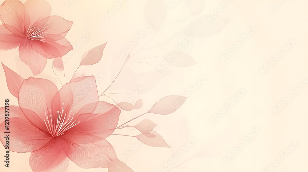 Delicate Pink Flowers and Leaves on a Soft Background Delicate Pink Flowers and Leaves on a Soft Background