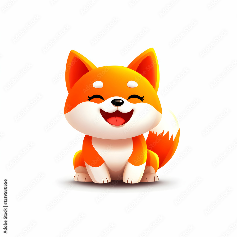 Obraz premium A cheerful and playful cartoon fox character, showcasing bright orange fur and an adorable smile