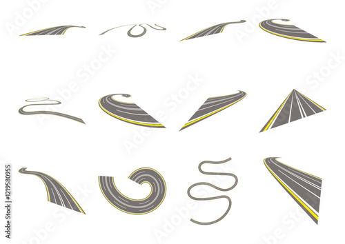 Road Vector Design Elements Isolated  Set Background