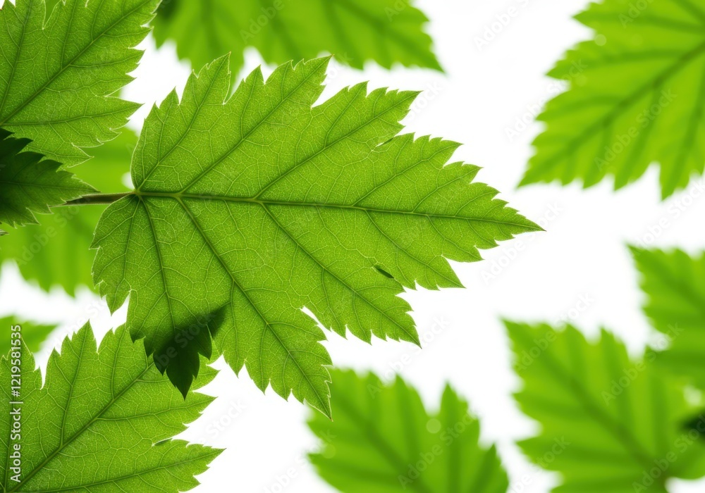 Vibrant green leaves, Botanical illustration, Serrated leaf edges, Compound leaf structure, White background, High detail, Photorealistic, Natural lighting, Crisp focus, Plant specimen, Elm leaf, Symm Vibrant green leaves, Botanical illustration, Serrated leaf edges, Compound leaf structure, White background, High detail, Photorealistic, Natural lighting, Crisp focus, Plant specimen, Elm leaf, Symm