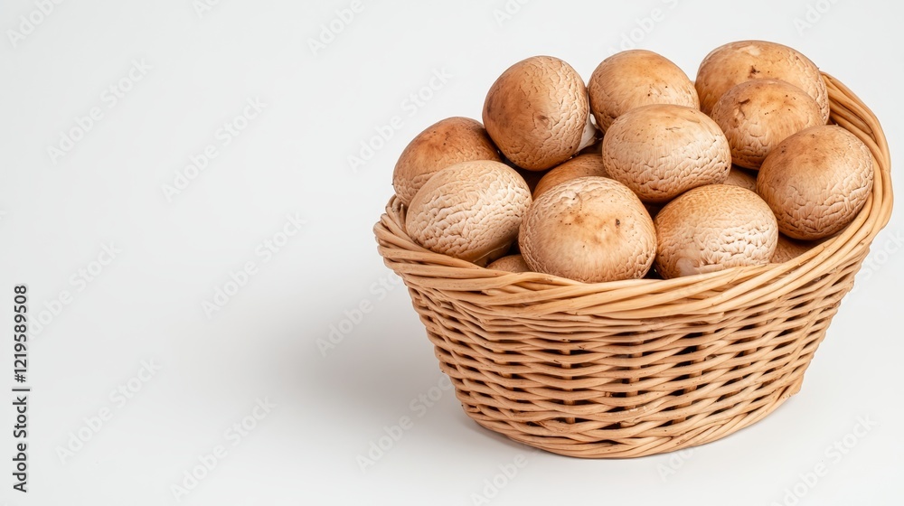 Fresh Porcini Mushrooms in Rustic Basket Isolated on White Background for Gourmet Cooking 9 Fresh Porcini Mushrooms in Rustic Basket Isolated on White Background for Gourmet Cooking 9