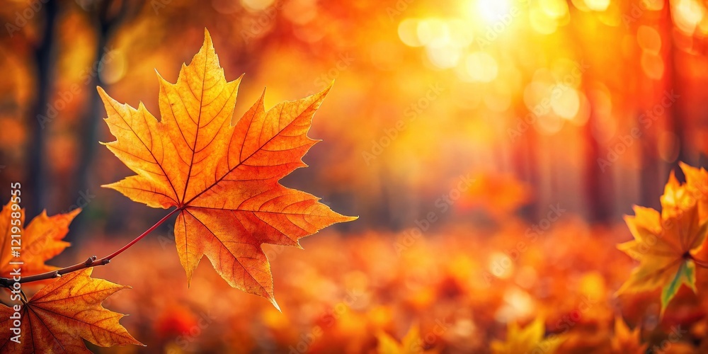Vibrant Orange Autumn Leaves Background with Copy Space - Perfect for Fall Designs Vibrant Orange Autumn Leaves Background with Copy Space - Perfect for Fall Designs