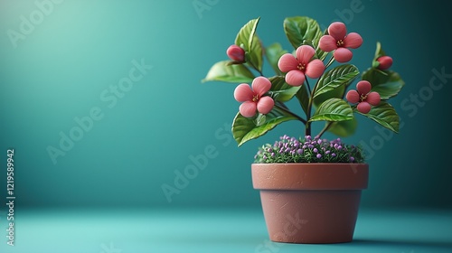 Vibrant Flower Pot with Green Background
