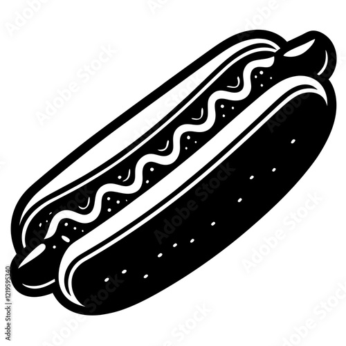 hot dog black silhouette vector, Simple silhouette Design vector icon with white background. Food vector 
