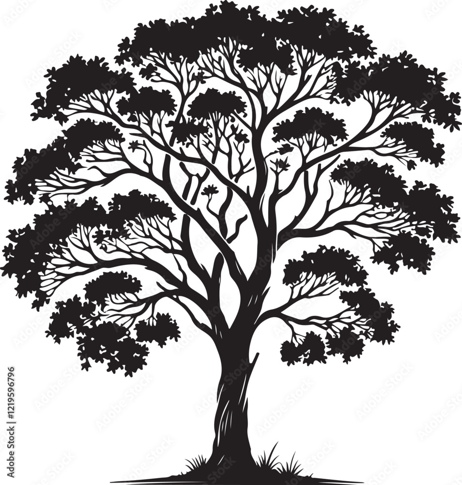 Obraz premium Tree icon silhouette vector with white background 