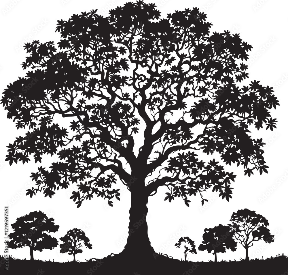 Obraz premium Tree icon silhouette vector with white background 
