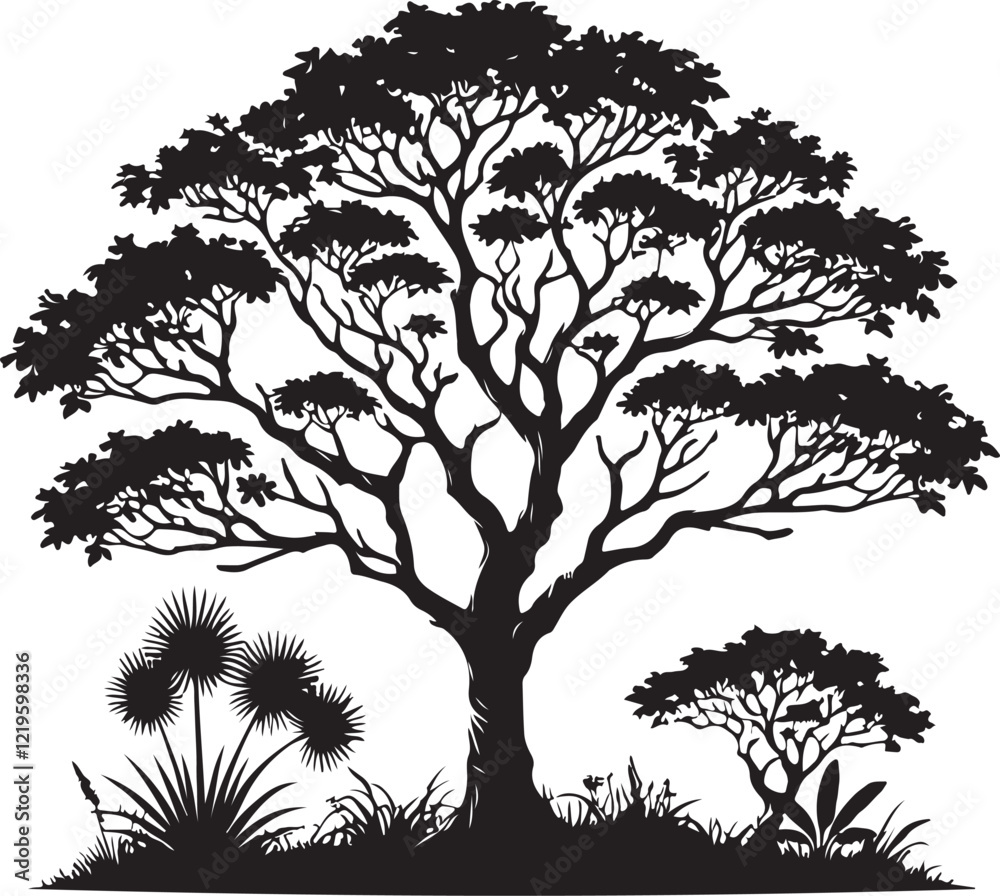Obraz premium Tree icon silhouette vector with white background 
