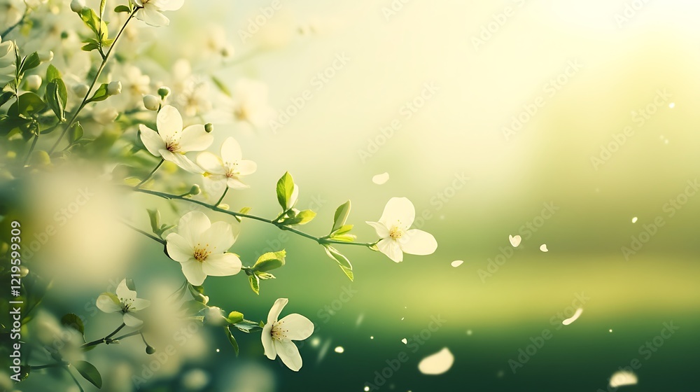 Obraz premium Delicate White Blossoms on a Spring Branch