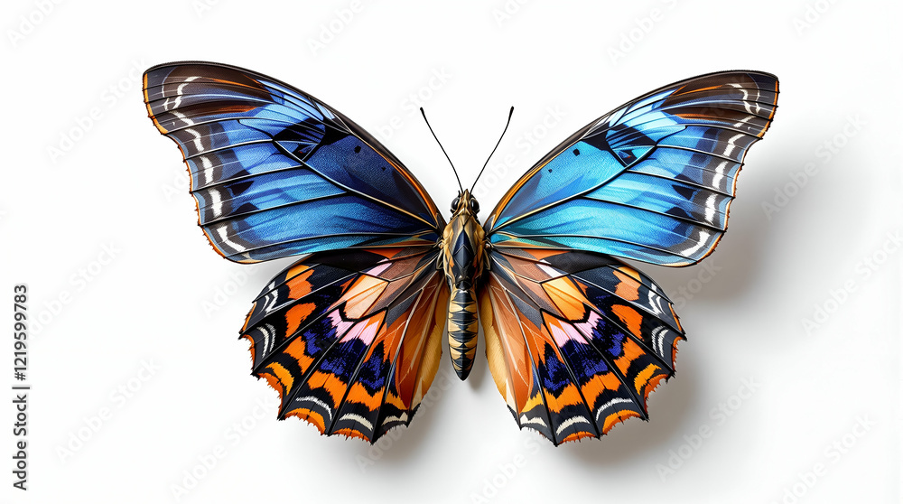 Obraz premium Ultra-Realistic Close-Up of a Vibrant Butterfly on a Pure White Background