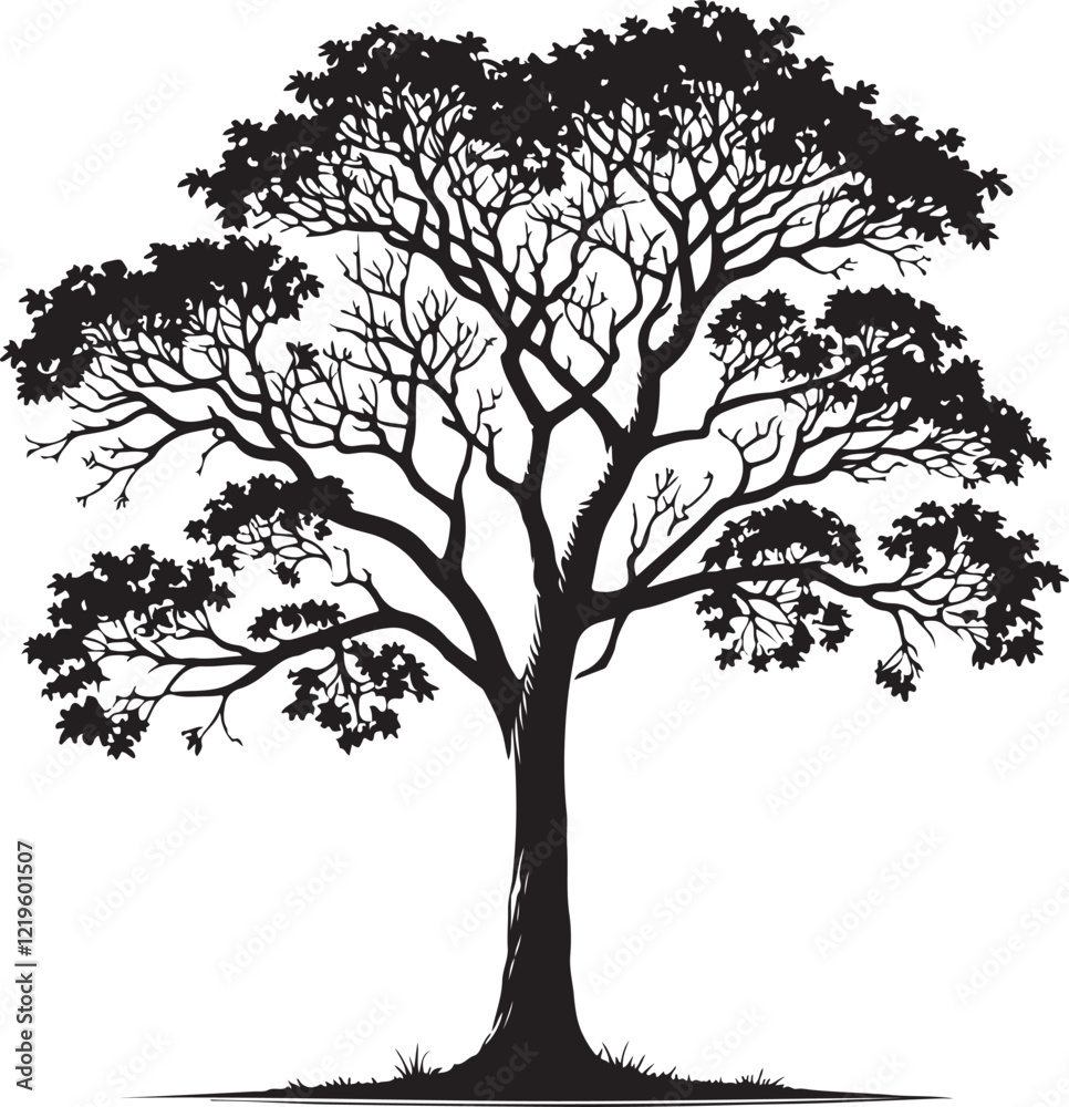 Obraz premium Tree icon silhouette vector with white background