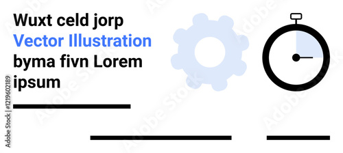 Stopwatch, gear, and text elements invoke concepts of time management, efficiency, and technology. Ideal for business strategy, startup launches, productivity apps, process optimization, project