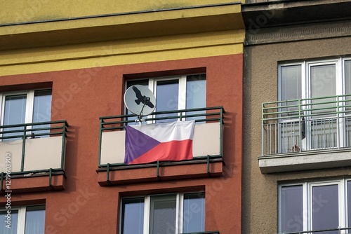 Balcony with Czech flag, symbol of patriotism