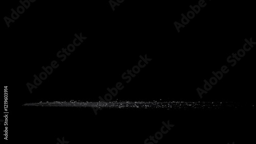 Split Debris Particles Explosion on black png Background. Detonation of stones, meteorites or asteroids. Mining stones fragments flying in slow motion on space.