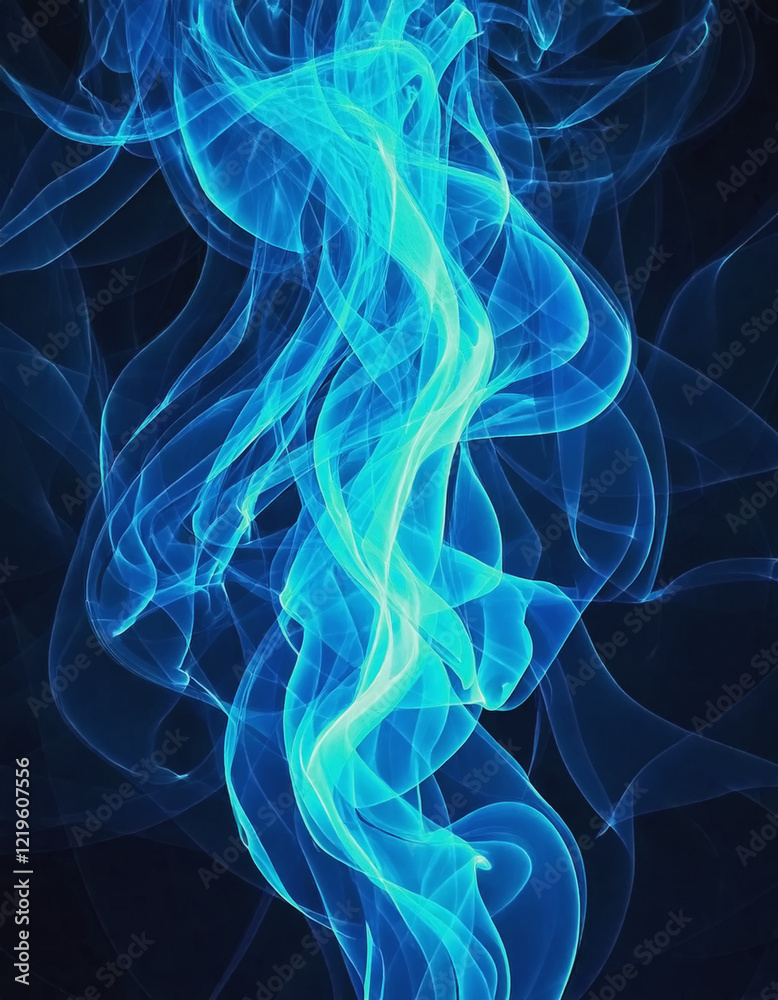 Fototapeta premium Blue Energy Currents on Dark Background AI
