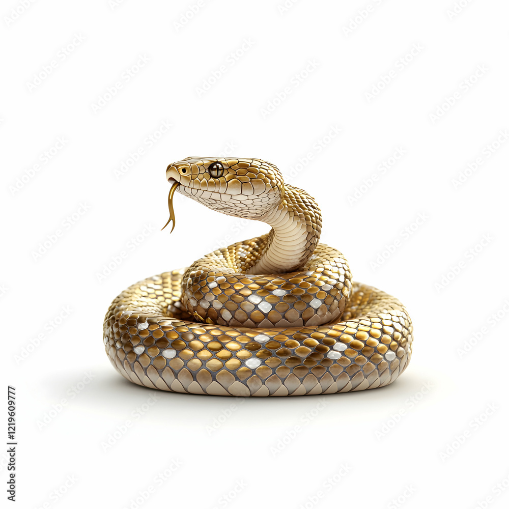 Fototapeta premium A detailed close-up of a beautiful snake with striking patterns, coiled gracefully