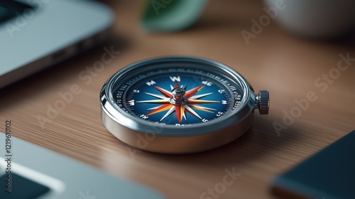 Desk compass guiding office navigation photo