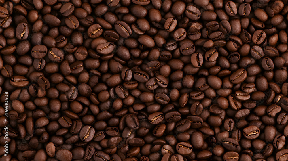 A close-up view of rich, roasted coffee beans showcasing their deep, dark color and texture A close-up view of rich, roasted coffee beans showcasing their deep, dark color and texture