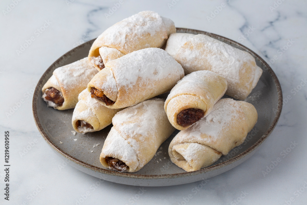Delicious apple cookies with powdered sugar (Turkish name; elmali kurabiye)